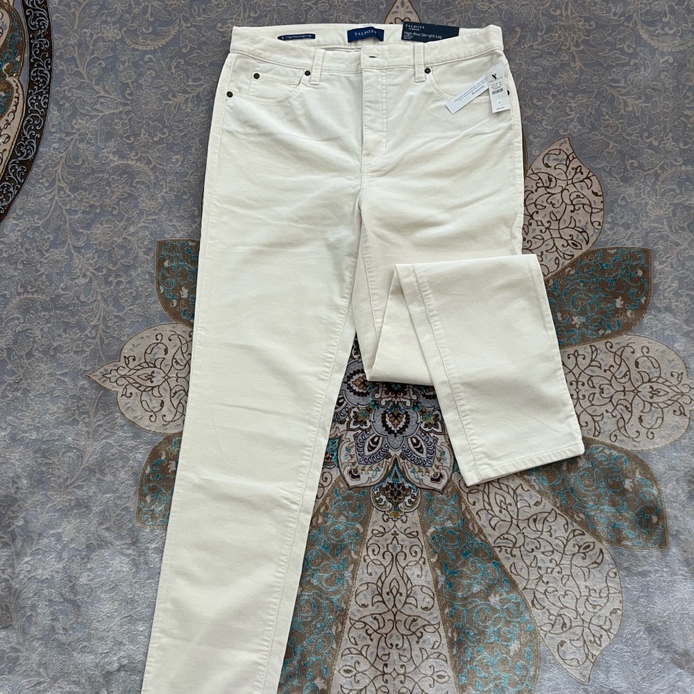 Talbots Cream Straight Leg Women Corduroys